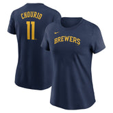 MLB Jackson Chourio Milwaukee Brewers Nike Women's Cooperstown Collection Fuse Name & Number T-Shirt