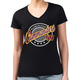 G-III 4Her by Carl Banks Women's Super-Slim Fit Lightweight Pinstripe Circle V-Neck T-Shirt - Washington Commanders