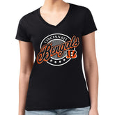 G-III 4Her by Carl Banks Women's Super-Slim Fit Lightweight Pinstripe Circle V-Neck T-Shirt - Cincinnati Bengals