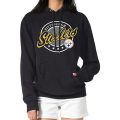 G-III 4Her by Carl Banks Women's Pinstripe Circle Fleece Pullover Hoodie - Pittsburgh Steelers