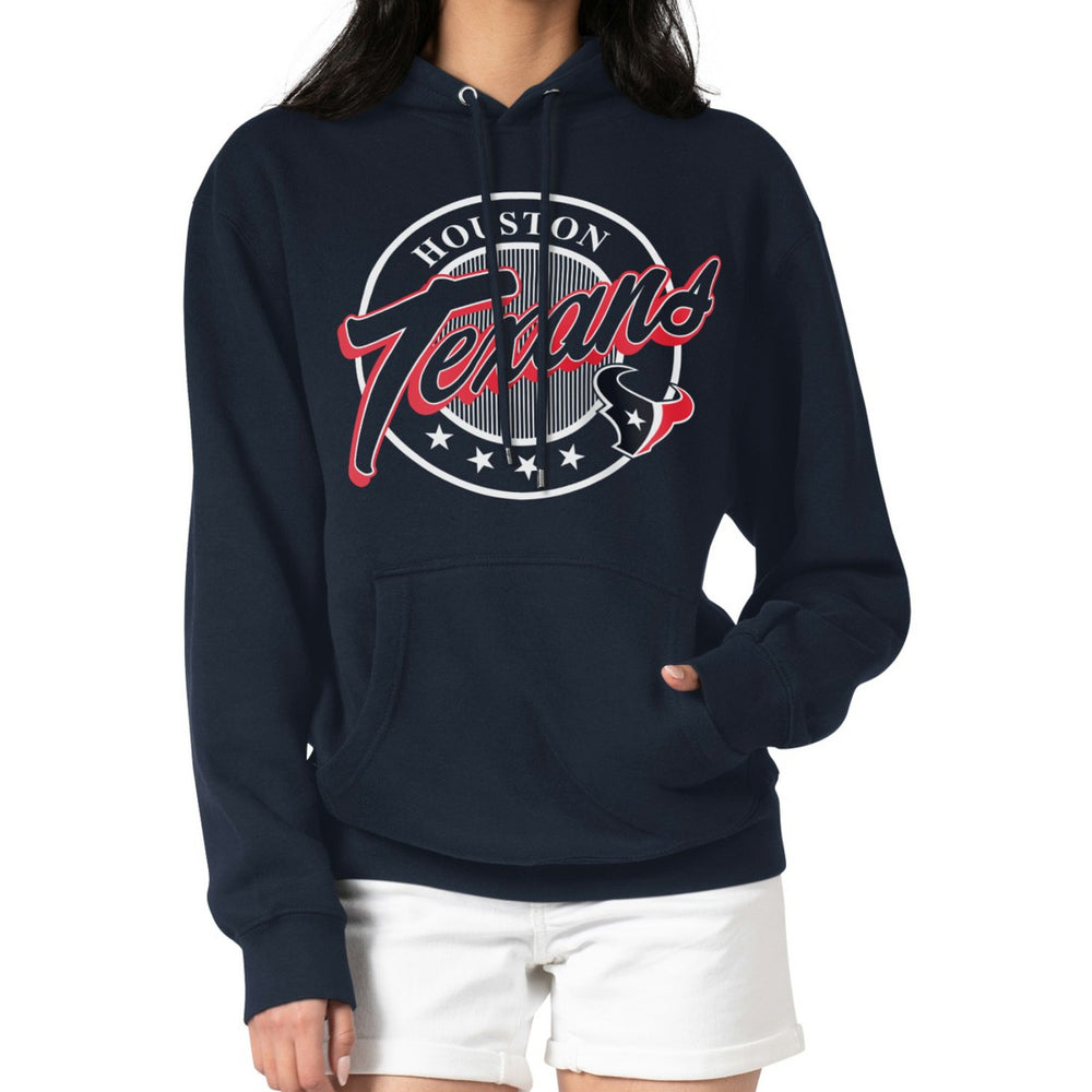 G-III 4Her by Carl Banks Women's Pinstripe Circle Fleece Pullover Hoodie - Houston Texans