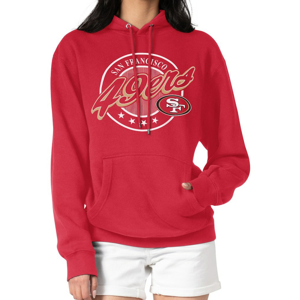 G-III 4Her by Carl Banks Women's Pinstripe Circle Fleece Pullover Hoodie - San Francisco 49ers
