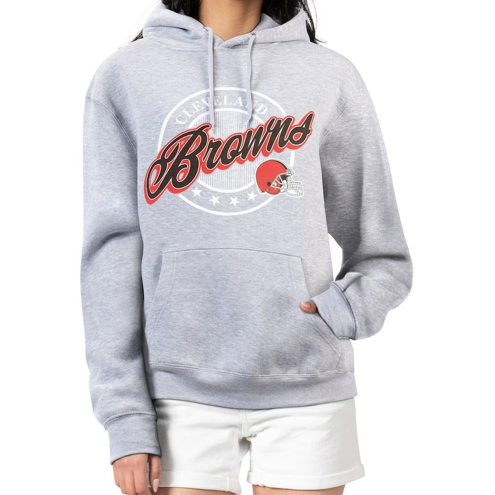 G-III 4Her by Carl Banks Women's Pinstripe Circle Fleece Pullover Hoodie - Cleveland Browns