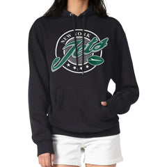 G-III 4Her by Carl Banks Women's Pinstripe Circle Fleece Pullover Hoodie - New York Jets