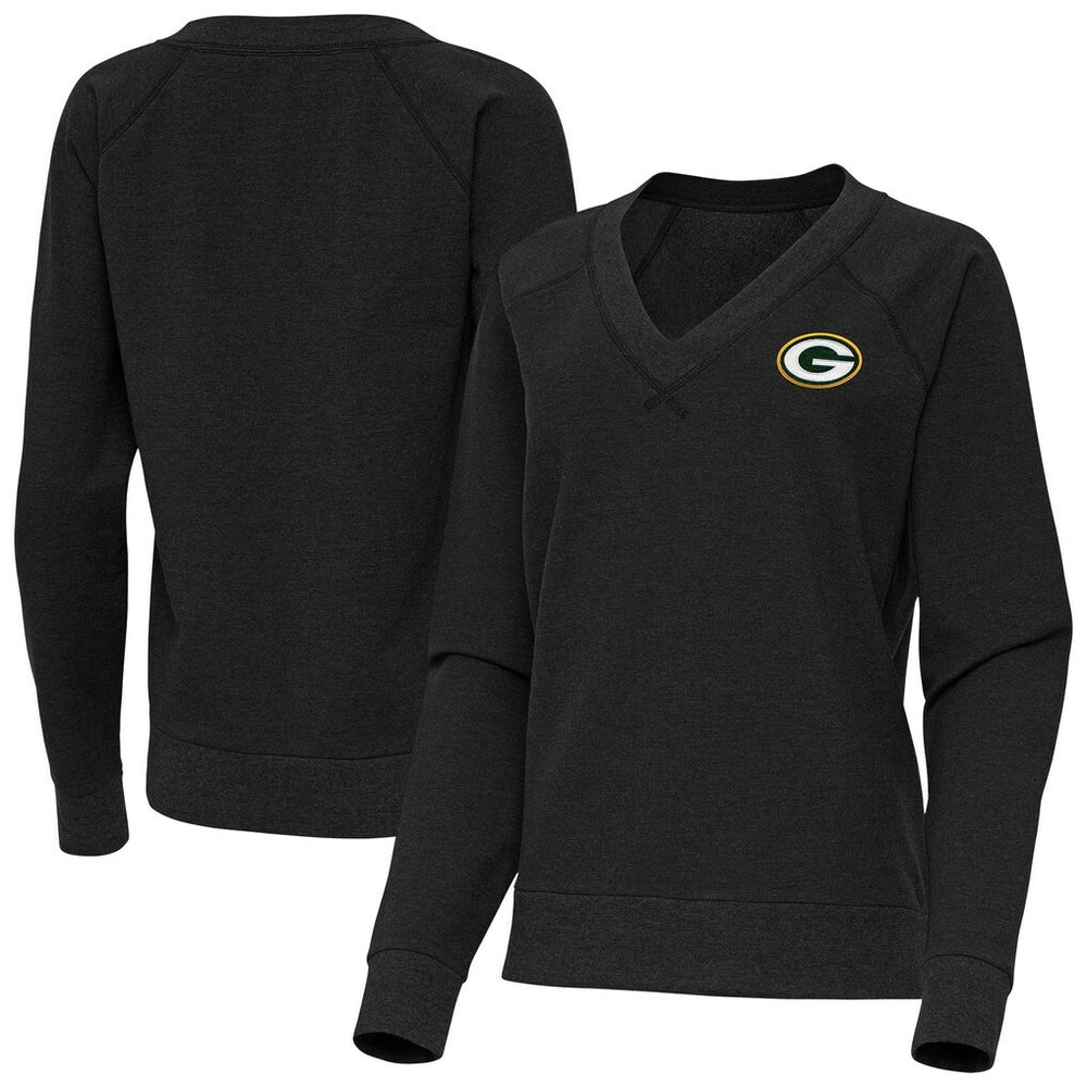 Antigua Women's Varsity Tri-Blend V-Neck Long Sleeve T-Shirt - Green Bay Packers
