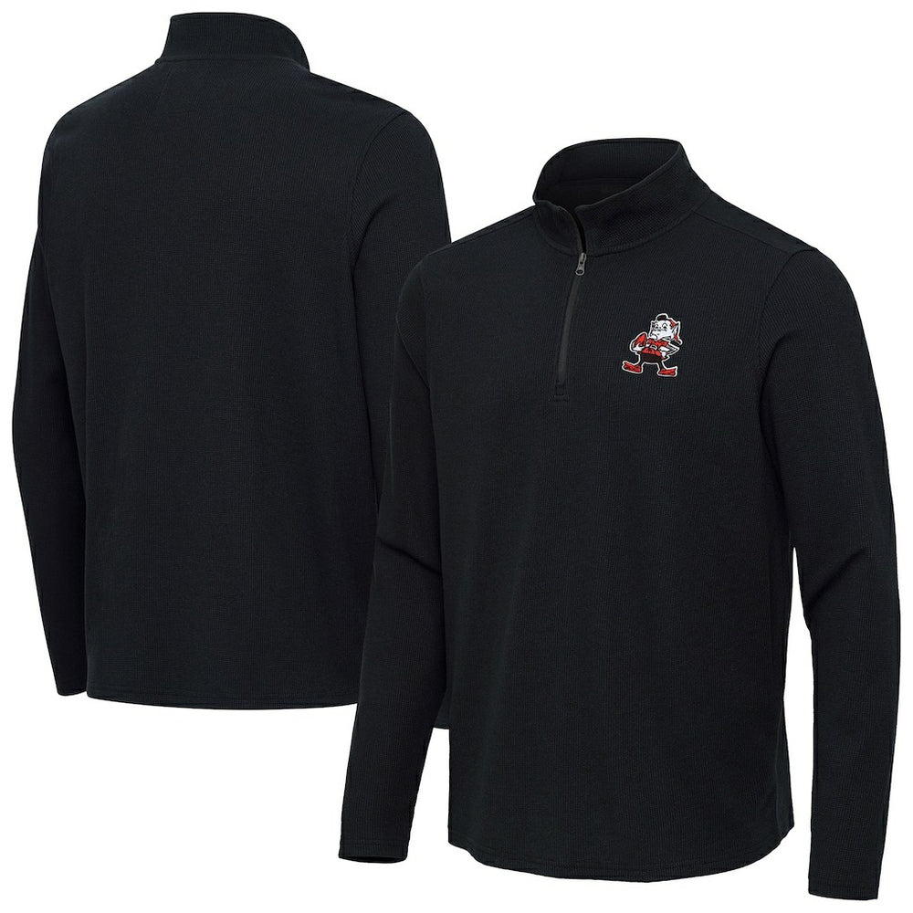Antigua Throwback Sync Tri-Blend Quarter-Zip Pullover - Cleveland Browns