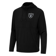 Antigua Connected Quarter-Zip Pullover Hoodie - Las Vegas Raiders