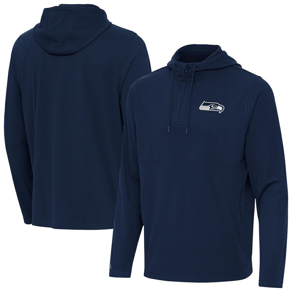 Antigua Connected Quarter-Zip Pullover Hoodie - Seattle Seahawks