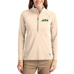 Cutter & Buck Women's Adapt Eco Knit Stretch Recycled Raglan Half-Zip Pullover - New York Jets