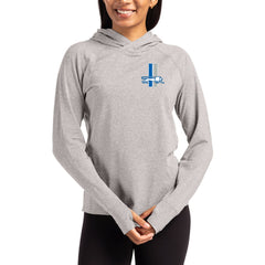 Cutter & Buck Women's Throwback Logo Adapt Knit Recycled Raglan Pullover Hoodie - Detroit Lions