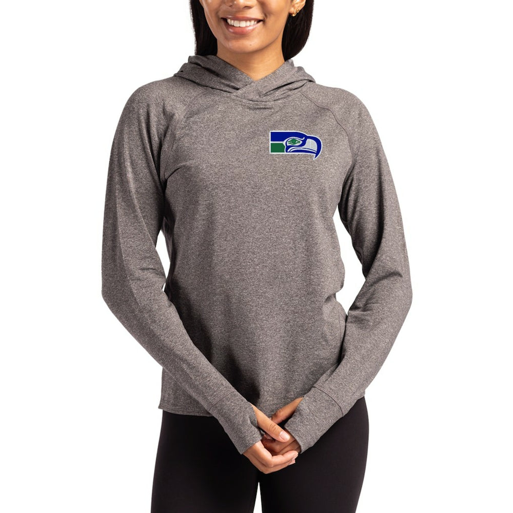 Cutter & Buck Women's Throwback Logo Adapt Knit Recycled Raglan Pullover Hoodie - Seattle Seahawks