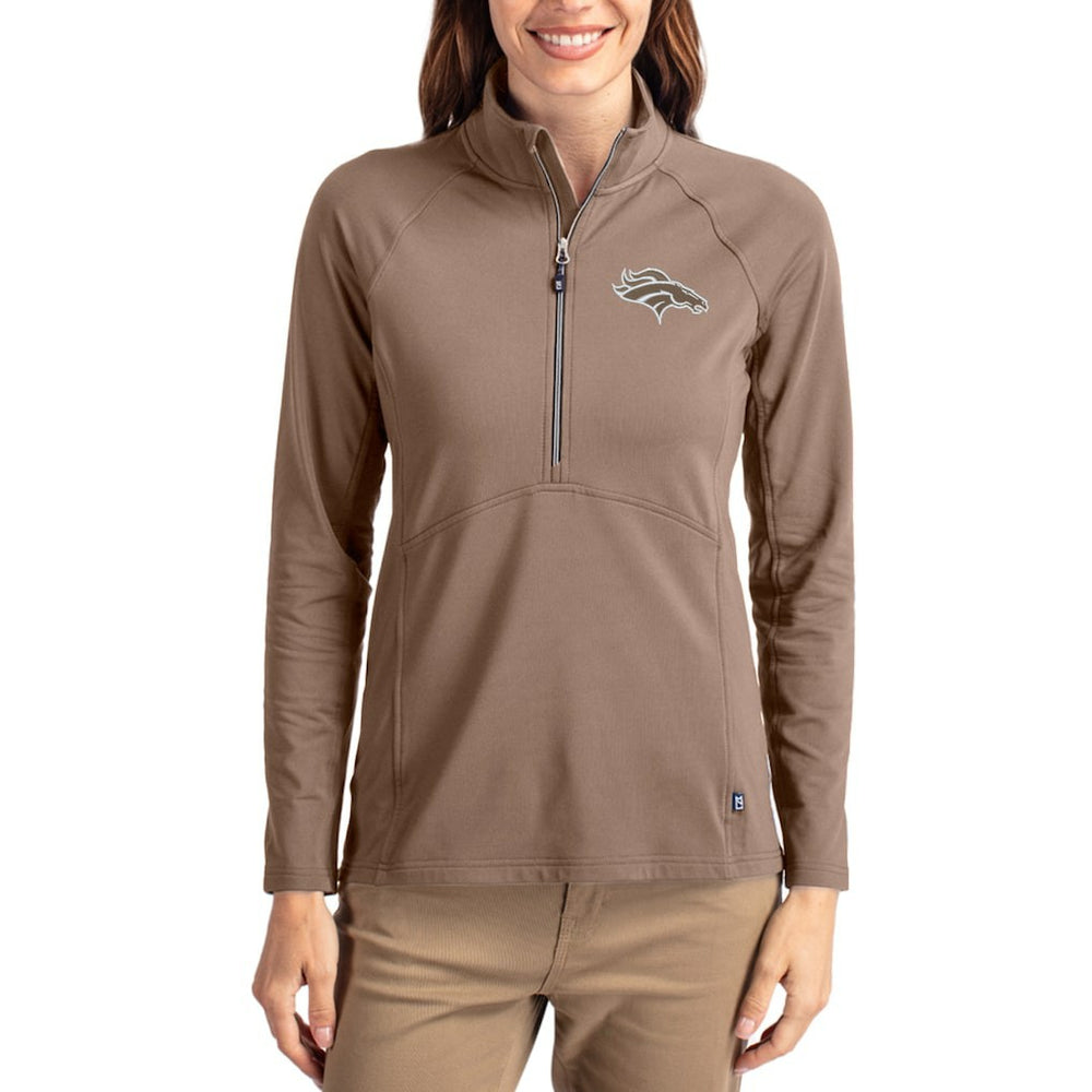 Cutter & Buck Women's Tonal Adapt Eco Knit Stretch Recycled Raglan Half-Zip Pullover - Denver Broncos