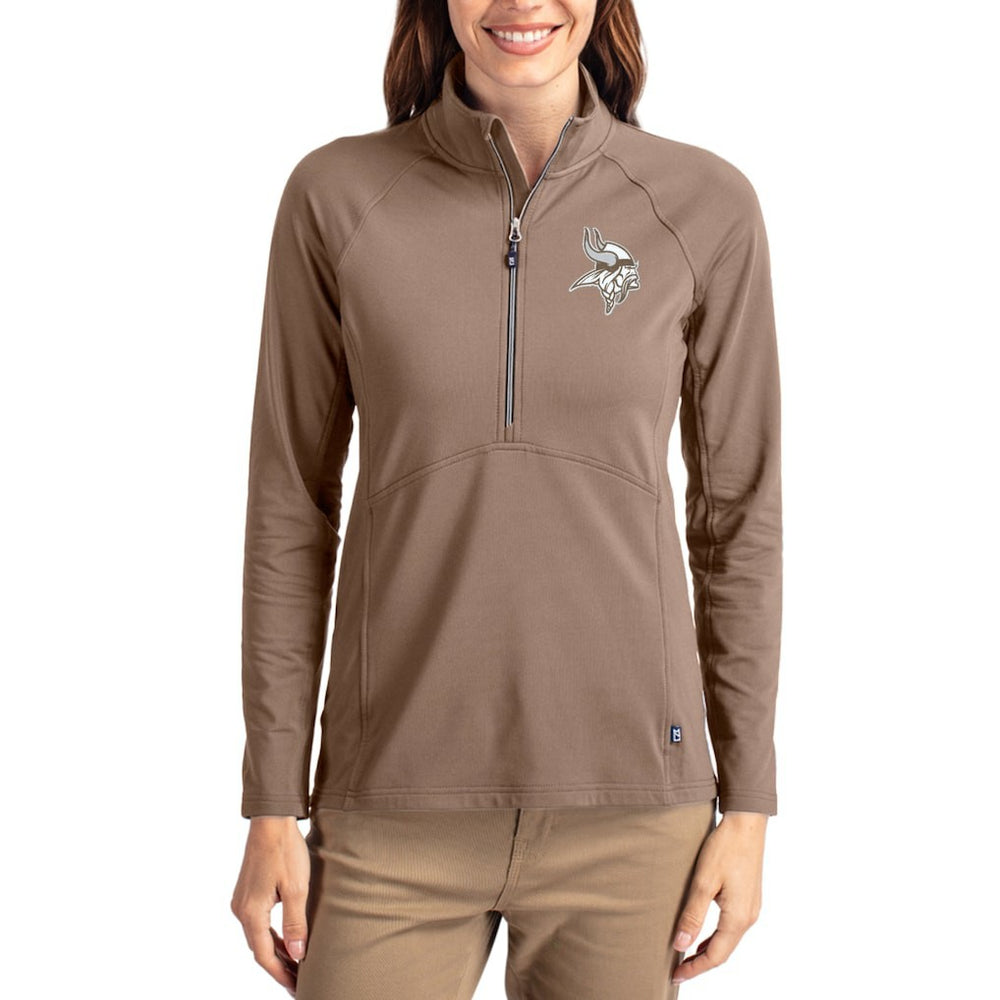 Cutter & Buck Women's Tonal Adapt Eco Knit Stretch Recycled Raglan Half-Zip Pullover - Minnesota Vikings