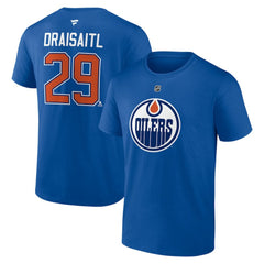 NHL Royal Leon Draisaitl Edmonton Oilers Fanatics Authentic Stack Name & Number T-Shirt