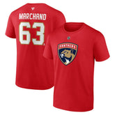 NHL Red Brad Marchand Florida Panthers Fanatics Authentic Stack Name & Number T-Shirt