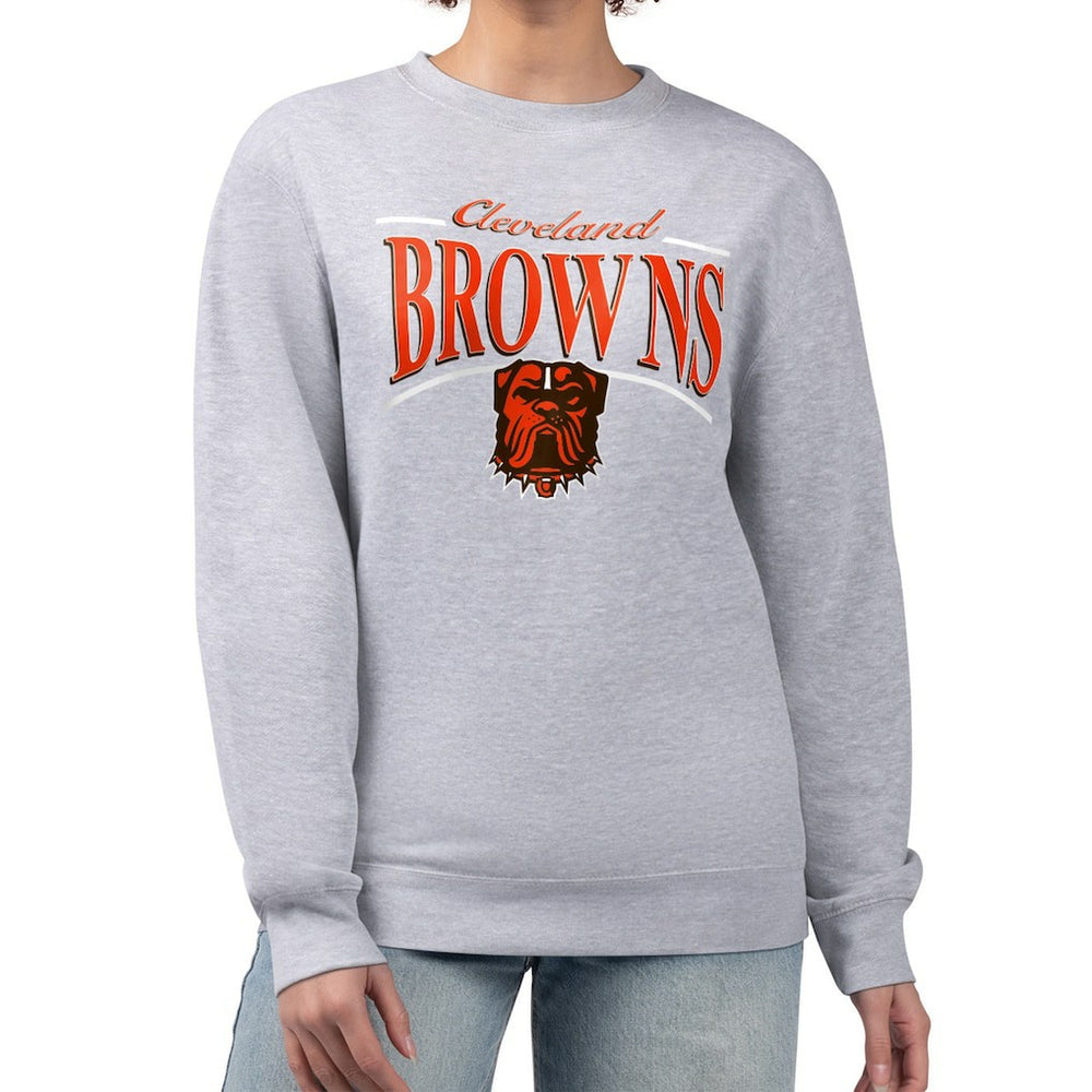 Starter Women's Arch Stripe Fleece Pullover Sweatshirt - Cleveland Browns