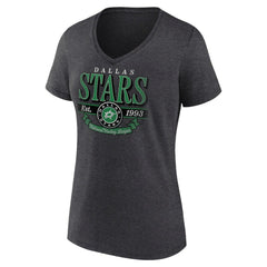 NHL Charcoal Dallas Stars Women's Retro Banner V-Neck T-Shirt