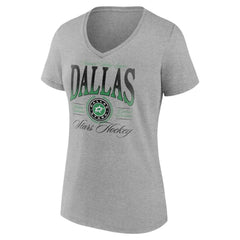 NHL Gray Dallas Stars Women's Retro Script V-Neck T-Shirt