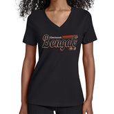 Starter Women's Groovy Script V-Neck T-Shirt - Cincinnati Bengals