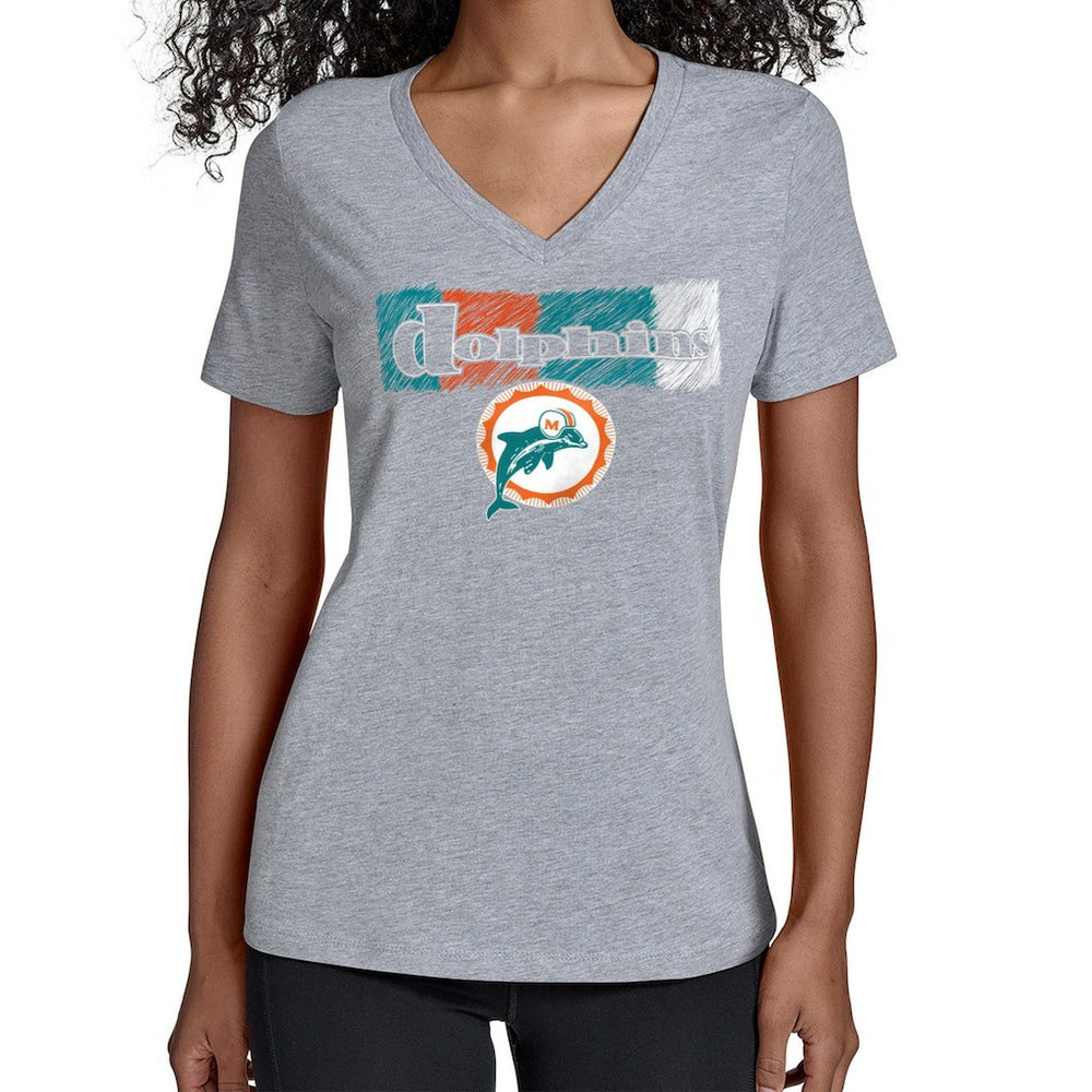 Starter Women's Color Shading V-Neck T-Shirt - Miami Dolphins