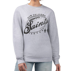 G-III 4Her by Carl Banks Women's Distressed Graphics Fleece Pullover Sweatshirt - New Orleans Saints
