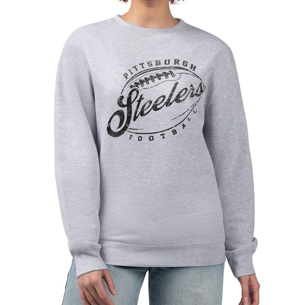 G-III 4Her by Carl Banks Women's Distressed Graphics Fleece Pullover Sweatshirt - Pittsburgh Steelers