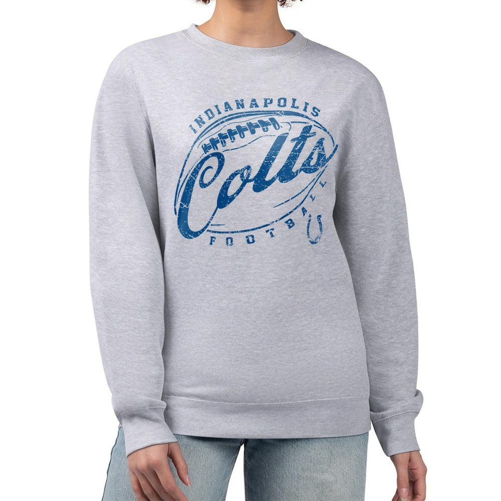 G-III 4Her by Carl Banks Women's Distressed Graphics Fleece Pullover Sweatshirt - Indianapolis Colts