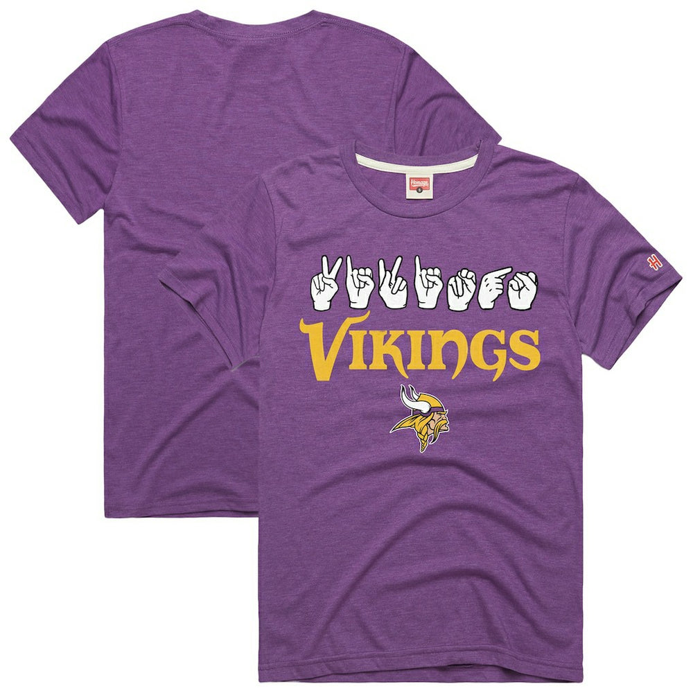 Homage Unisex NFL ASL Collection by Love Sign Tri-Blend T-Shirt - Minnesota Vikings