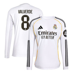 Federico Valverde Real Madrid 2025/26 Home Replica Long Sleeve Jersey - Adidas White