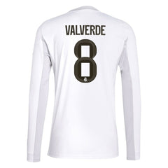 Federico Valverde Real Madrid 2025/26 Home Replica Long Sleeve Jersey - Adidas White