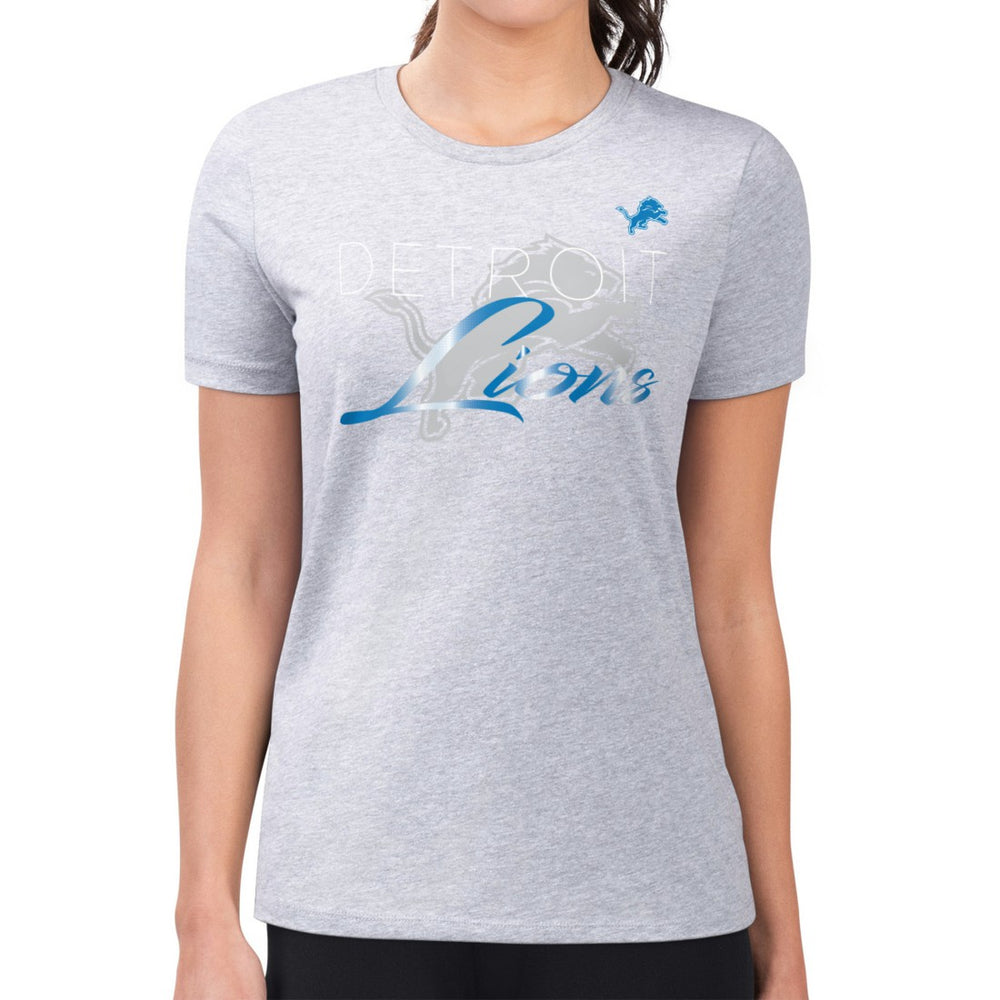 G-III 4Her by Carl Banks Women's Super-Slim Fit Lightweight Shadow Logo T-Shirt - Detroit Lions