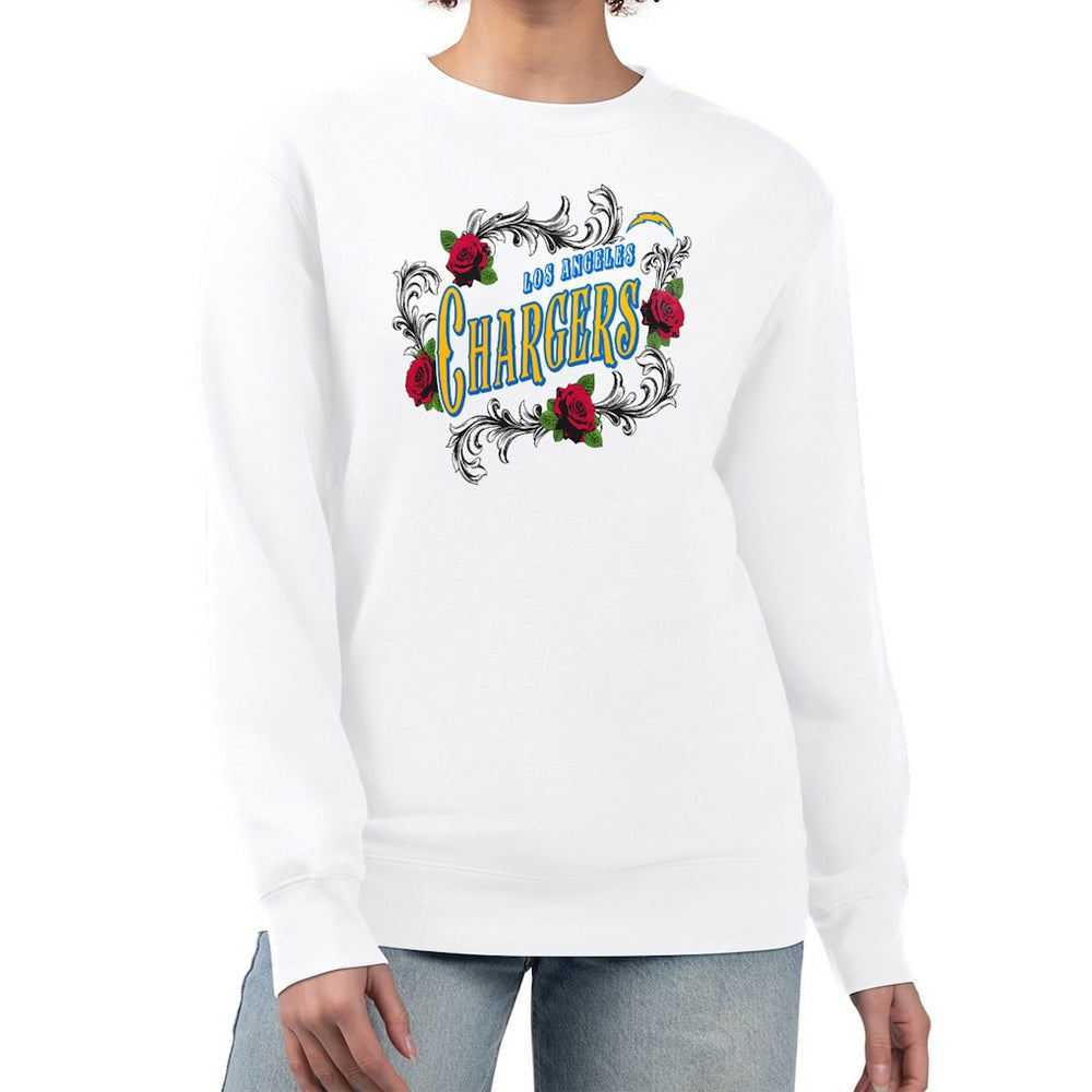 G-III 4Her by Carl Banks Women's Roses Fleece Tri-Blend Pullover Sweatshirt - Los Angeles Chargers