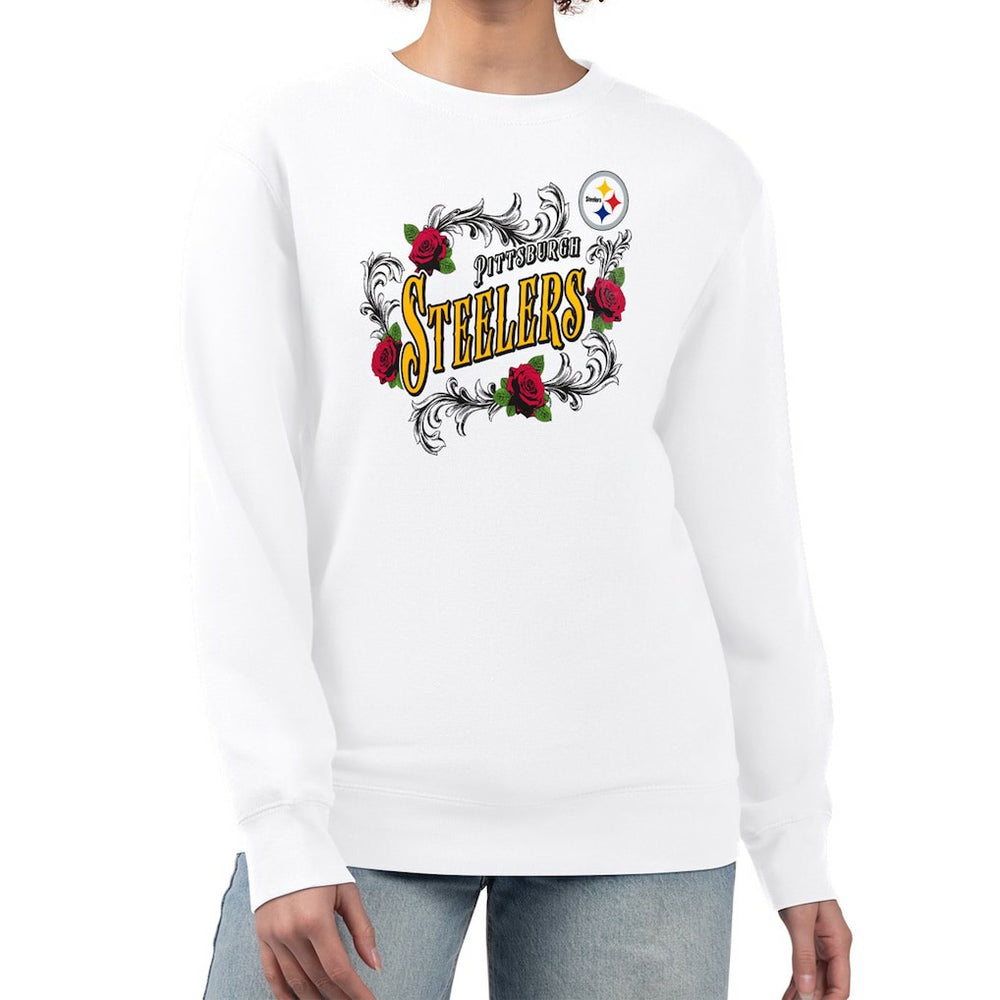 G-III 4Her by Carl Banks Women's Roses Fleece Tri-Blend Pullover Sweatshirt - Pittsburgh Steelers