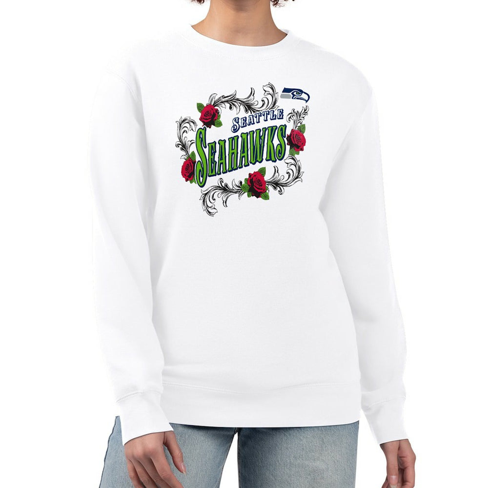 G-III 4Her by Carl Banks Women's Roses Fleece Tri-Blend Pullover Sweatshirt - Seattle Seahawks