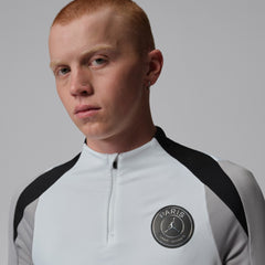 Paris Saint-Germain Jordan Brand Men's Strike Drill Quarter-Zip Long Sleeve Dri-FIT Top - Jordan White