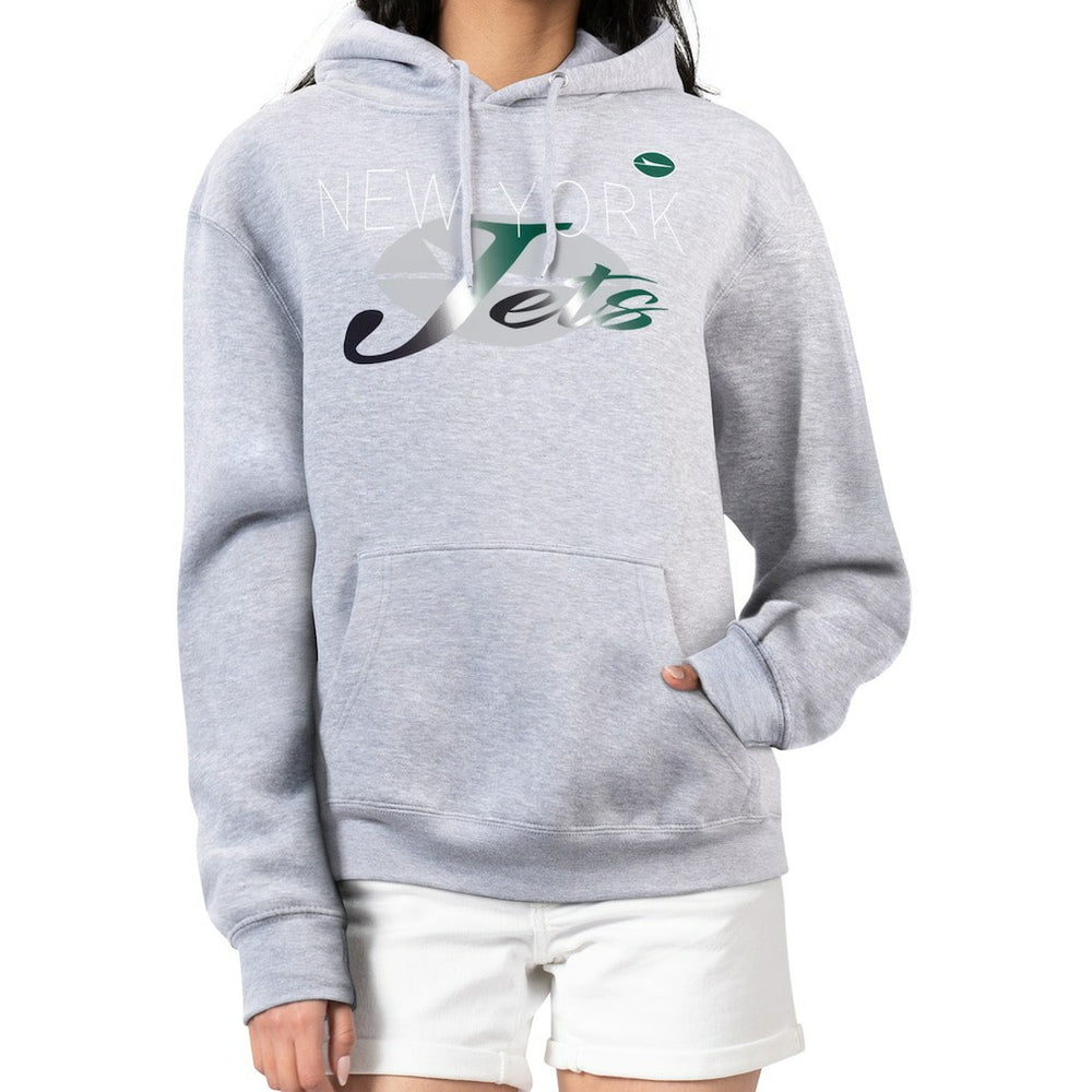 G-III 4Her by Carl Banks Women's Shadow Logo Fleece Pullover Hoodie - New York Jets