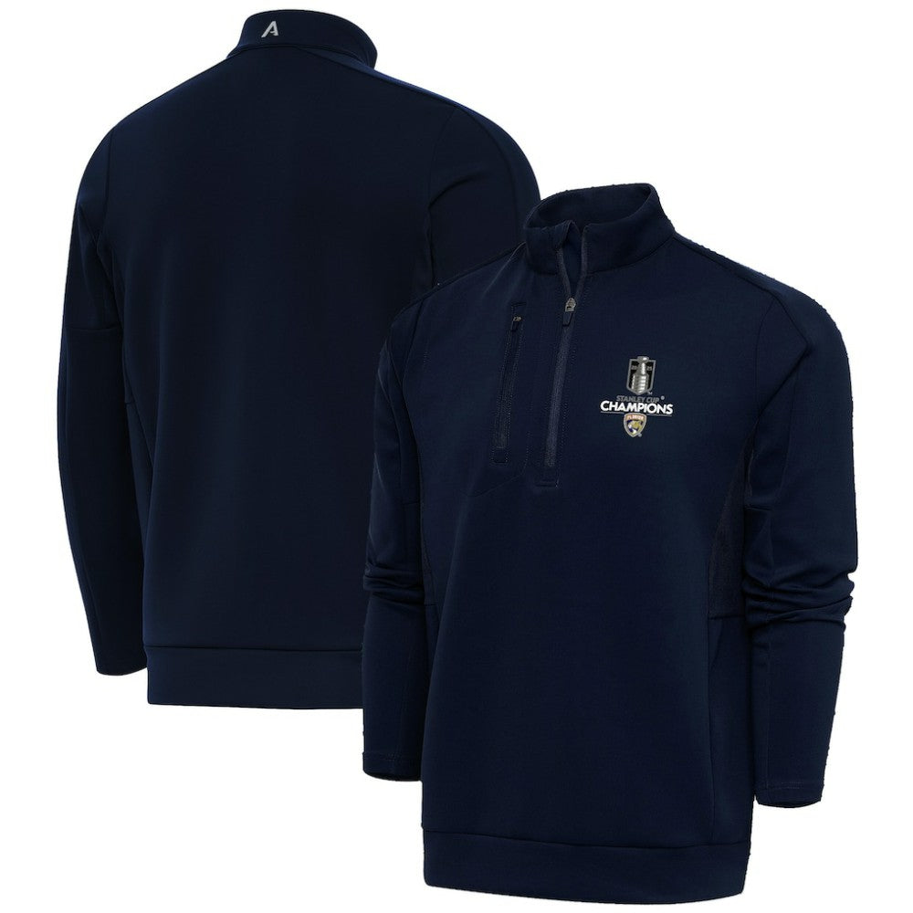 NHL Navy Florida Panthers Fanatics 2025 Stanley Cup Champions Genesis Quarter-Zip Pullover