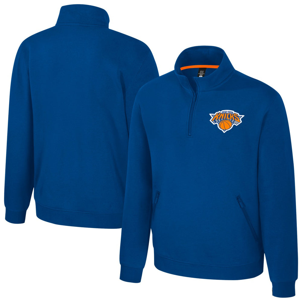 NBA New York Knicks Stadium Essentials Unisex Varsity Trainer Quarter-Zip Pullover