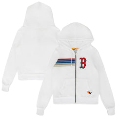 MLB Boston Red Sox Aviator Nation x MLB Unisex Five-Stripe Tri-Blend Full-Zip Hoodie
