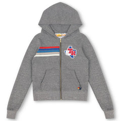 MLB Texas Rangers Aviator Nation x MLB Unisex 5-Stripe Tri-Blend Full-Zip Hoodie