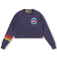 MLB Texas Rangers Aviator Nation x MLB Women's Rugby Stitch Cropped Tri-Blend Pullover Sweatshirt