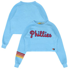 MLB Philadelphia Phillies Aviator Nation x MLB Women's Rugby Stitch Cropped Tri-Blend Sweatshirt