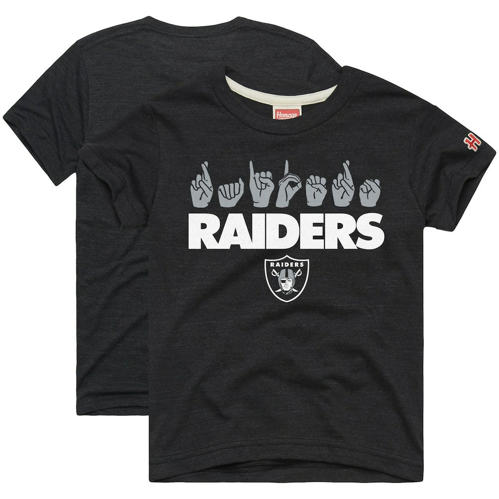 Homage Youth Love Sign x ASL 2.0 Tri-Blend T-Shirt - Las Vegas Raiders