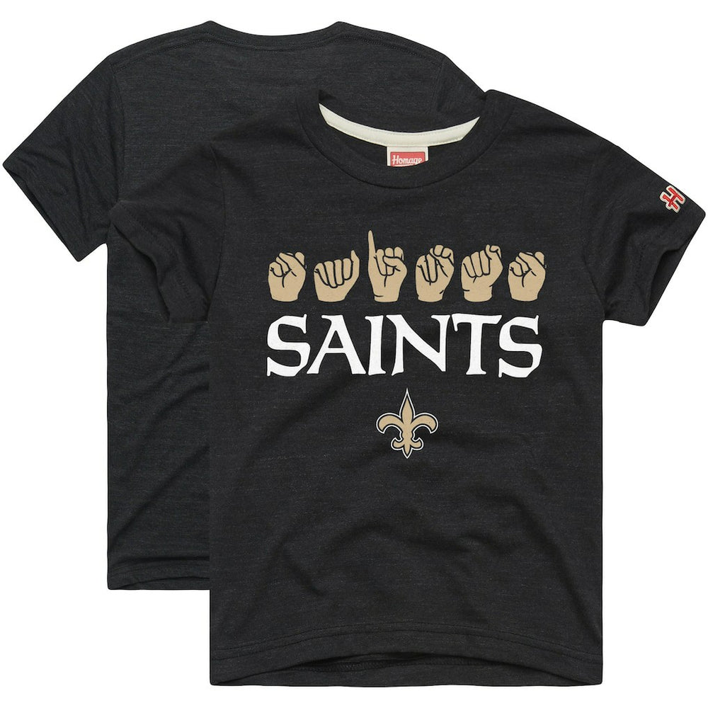 Homage Youth Love Sign x ASL 2.0 Tri-Blend T-Shirt - New Orleans Saints
