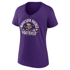 Justin Jefferson Women's Floral Name & Number V-Neck T-Shirt - Minnesota Vikings