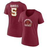 Jayden Daniels Women's Floral Name & Number V-Neck T-Shirt - Washington Commanders