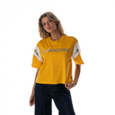 The Wild Collective Women's Charger Power Contrast Sleeve Insert T-Shirt - Los Angeles Chargers