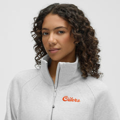 NHL Heathered Core Ultra Light Grey|Heathered Core Ultra Light Grey Edmonton Oilers lululemon Women's Long Scuba Oversized Half-Zip Funnel Neck