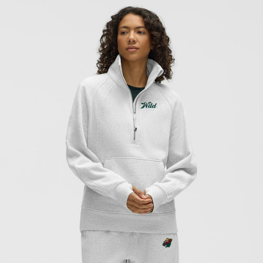 NHL Heathered Core Ultra Light Grey|Heathered Core Ultra Light Grey Minnesota Wild lululemon Women's Long Scuba Oversized Half-Zip Funnel Neck