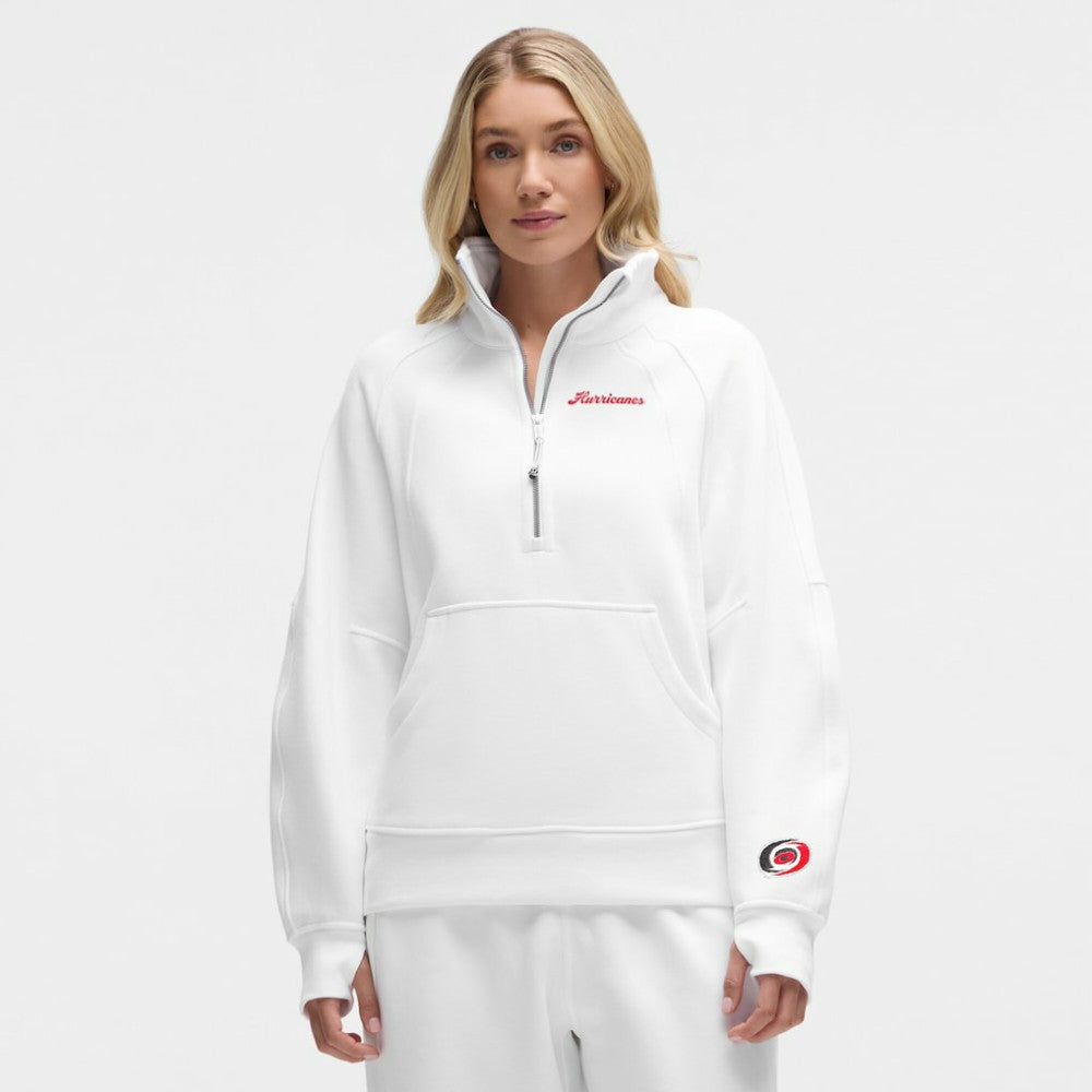 NHL White|White Carolina Hurricanes lululemon Women's Long Scuba Oversized Half-Zip Funnel Neck